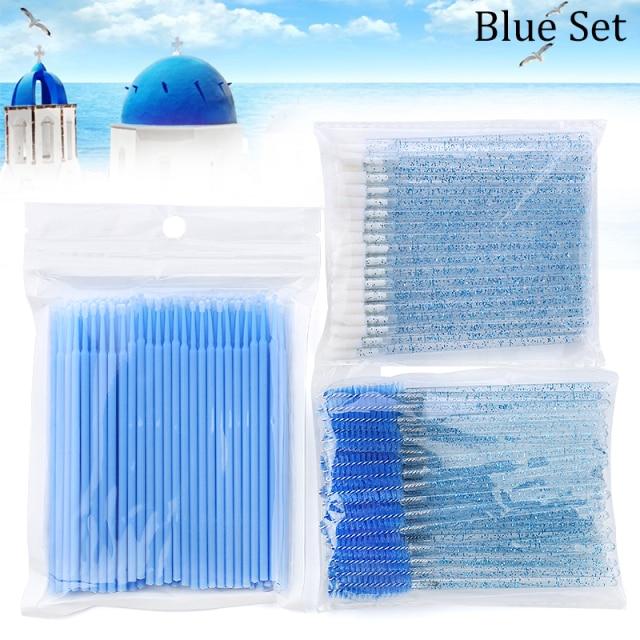 Eyelash Extension Supplies Kit Mascara Applicator Lashes Brush Crystal Cotton Swabs Glue Ring Tape Eye Pad Eyelashes Makeup Tool