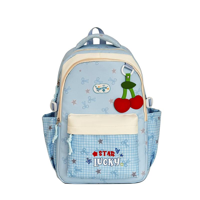 Schoolbag Korean cute junior high school high school student schoolbag small fresh star plaid backpack high value lightweight backpack
