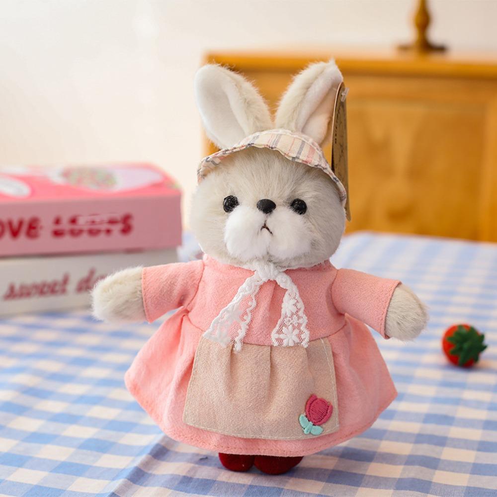 Rabbit Family Bunny Keychain with Clothes Plush Rabbit Key Ring Car Key Chain