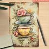 Vintage Floral Teacup Metal Wall Art 8x12 Inch Rustic Farmhouse Roses Tin Sign