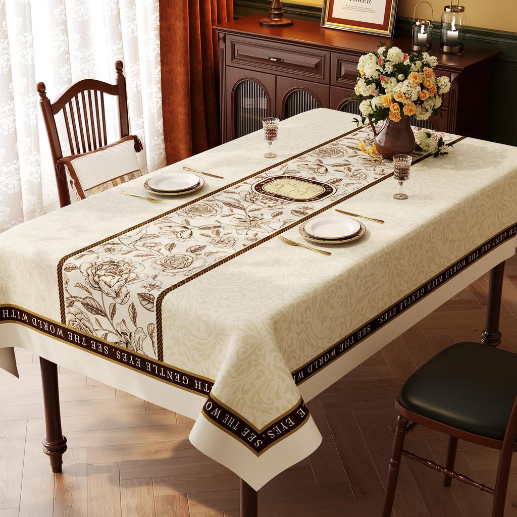 American Style Vintage Table Runner with Floral Jacquard Weave for Coffee Table Living Room Home Decoration Outdoor Picnic Mat