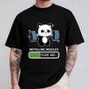 Funny Panda Gym Print T-Shirt Unisex Tees for Men Women O-neck Casual Short Sleeved Weightlifting Installing Muscles Basic Tops