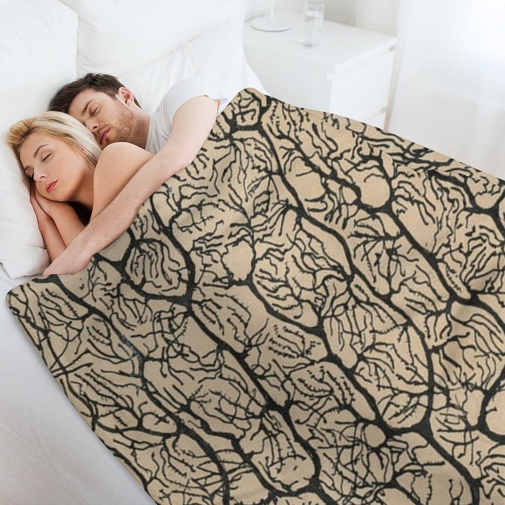 Cajal's Neurons Sketch Throw Blanket Summer Beddings Wednesday Kid'S Moving Blankets