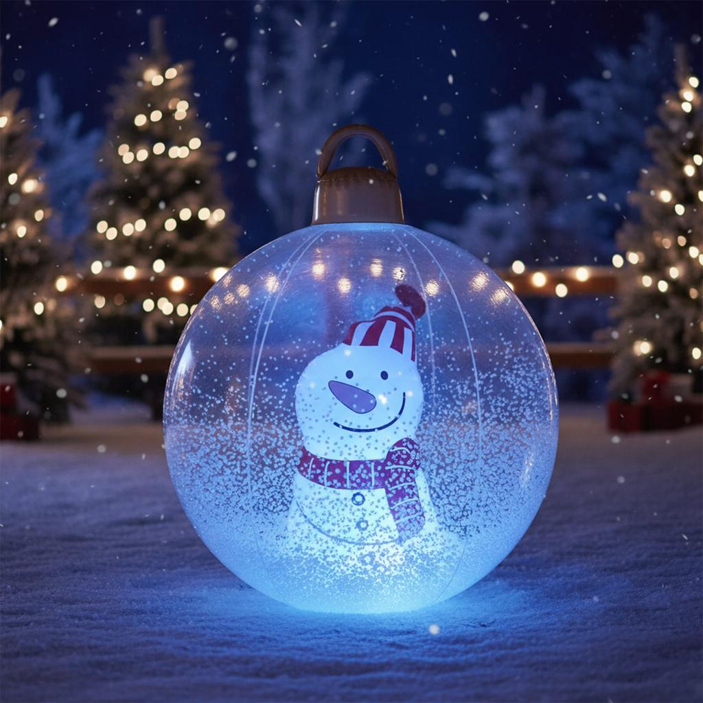24 Inch Light Up Giant PVC Inflatable Christmas Ball Large Outdoor Decorated Ball Xmas Inflatable Ornament Holiday Decor