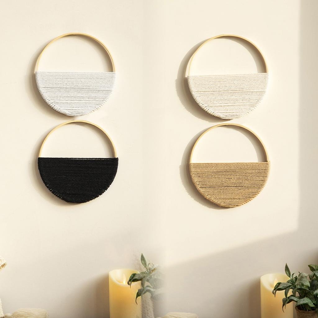 Pack of 2pcs Unique Woven Wall Hangings Round Shaped Wall Decor Bohemian Home Decorations for Apartments Dorm Crib