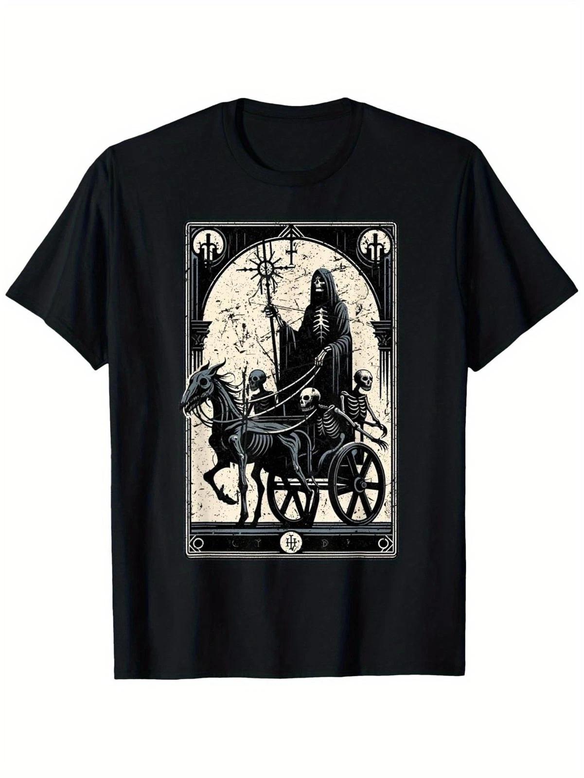 The Chariot Tarot Card Graphic T-Shirt Gothic Mystic Vintage Tee S