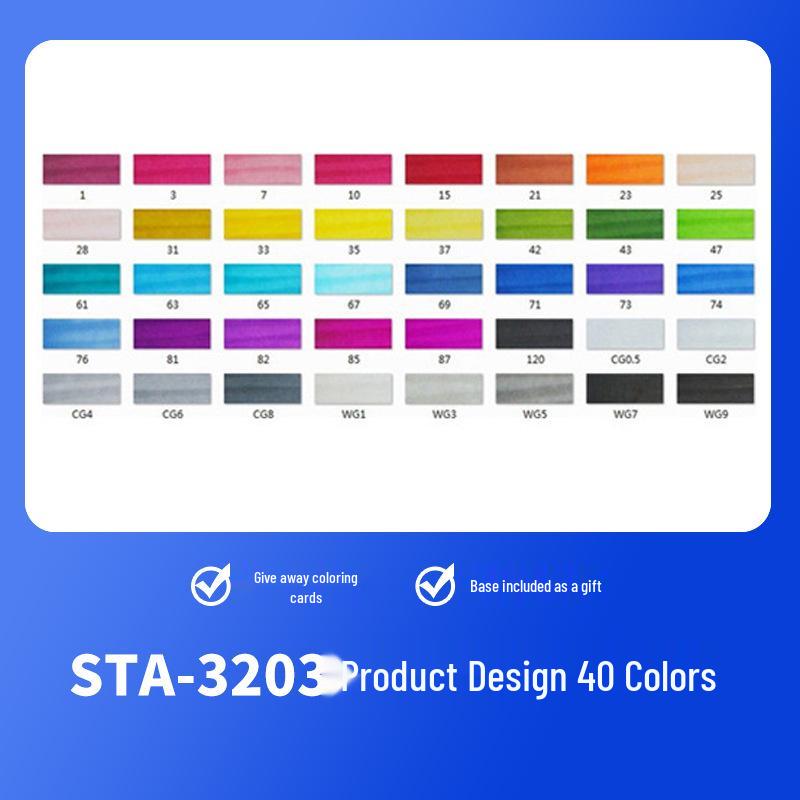 Sta 3203 Double-Ended Quick-Drying Oil-Based Marker Pen Set for Student Art & Indoor Design