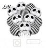 Indoor Outdoor Holiday Decor 12PCS Halloween Skull Balloon Set Aluminum Foil Balloons Black And White Balloons Striped Realistic Print for