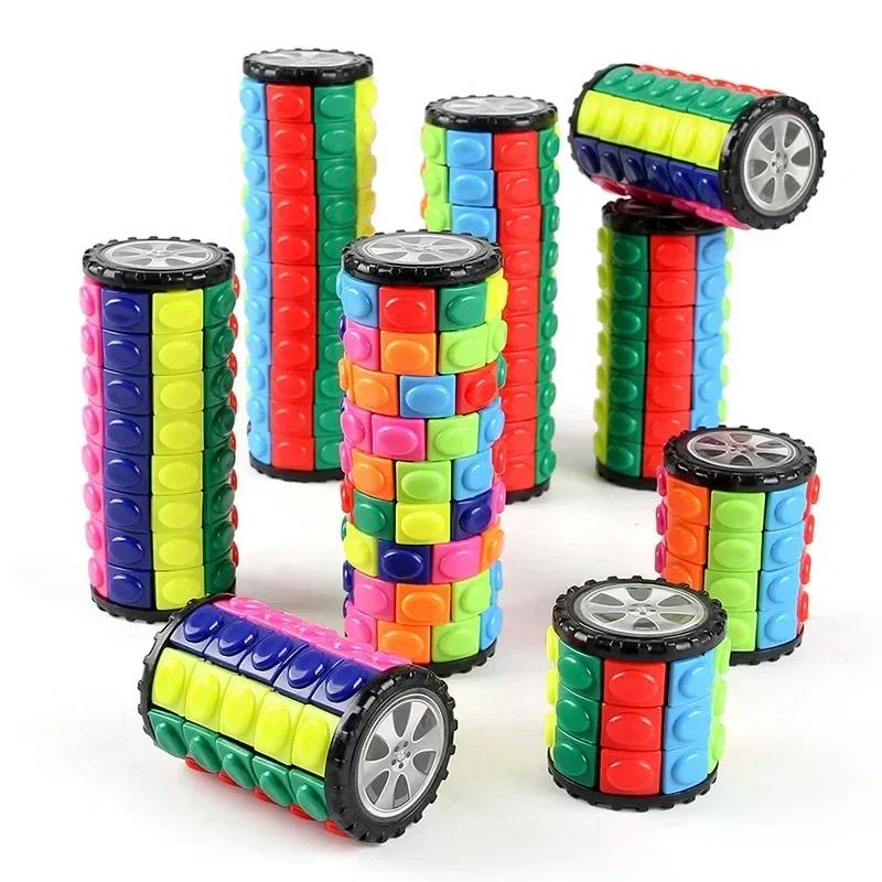 3D 7 Level Rotate Slide Cylinder Sliding IQ Puzzle Toys Kids Educational Brain Teasers Fidget Sensory Finger Magic Tower Toy