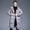 European products popular white duck down winter new knee thickened hooded large size down jacket women's medium and long