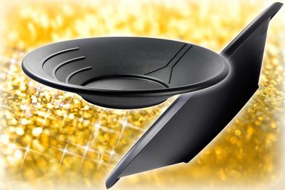 SCIENCE Basic Black Gold Pan Gold Panning Dish Dish Guide Black 1 Plastic Panning Bowl "14in" "Panning (3-Riffle Type/Water Specification) Approx.
