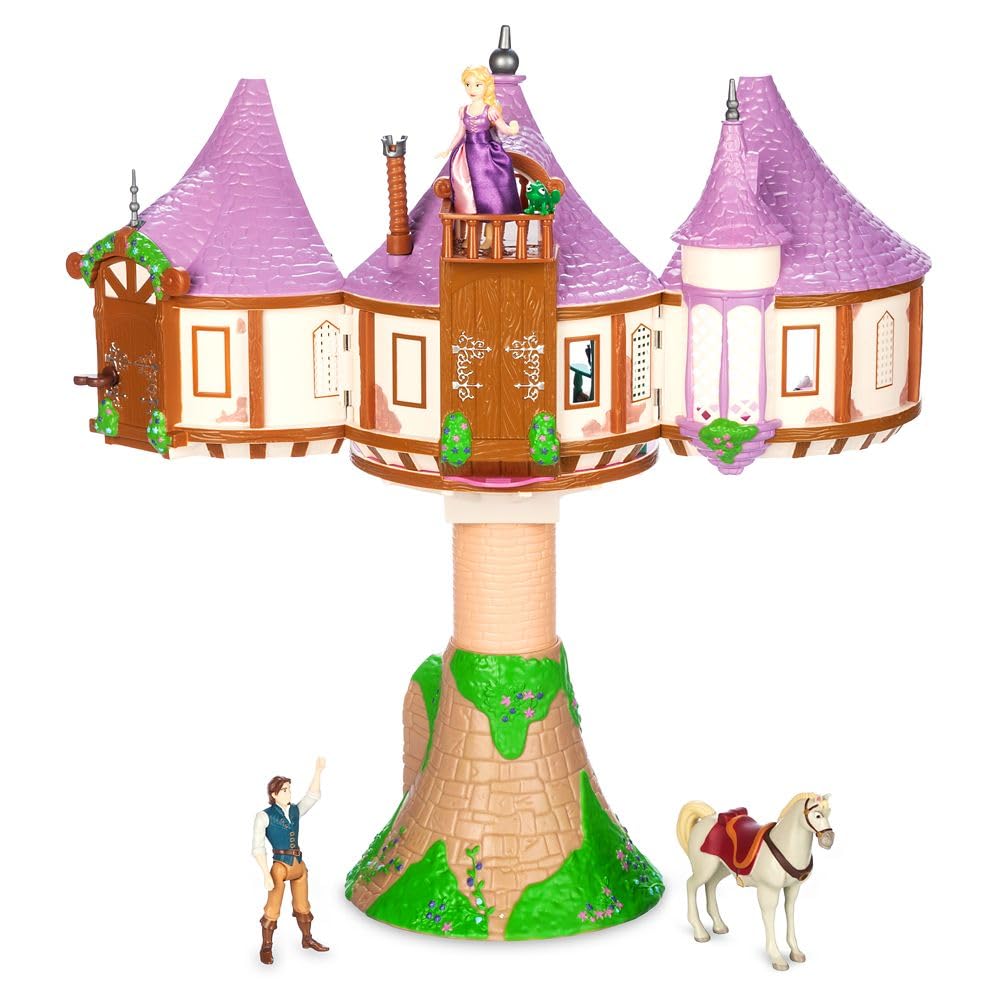 Disney Store Action Toy Rapunzel Tower Playset - 19 Piece Tangled Playset with Rapunzel, Flynn, and Other Princess Toys - Tower Apartment, Sculpted