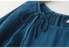 Retro Tie-Dye Blue Gradient Dress with Round Neck and Drawstring - Summer Design 2026