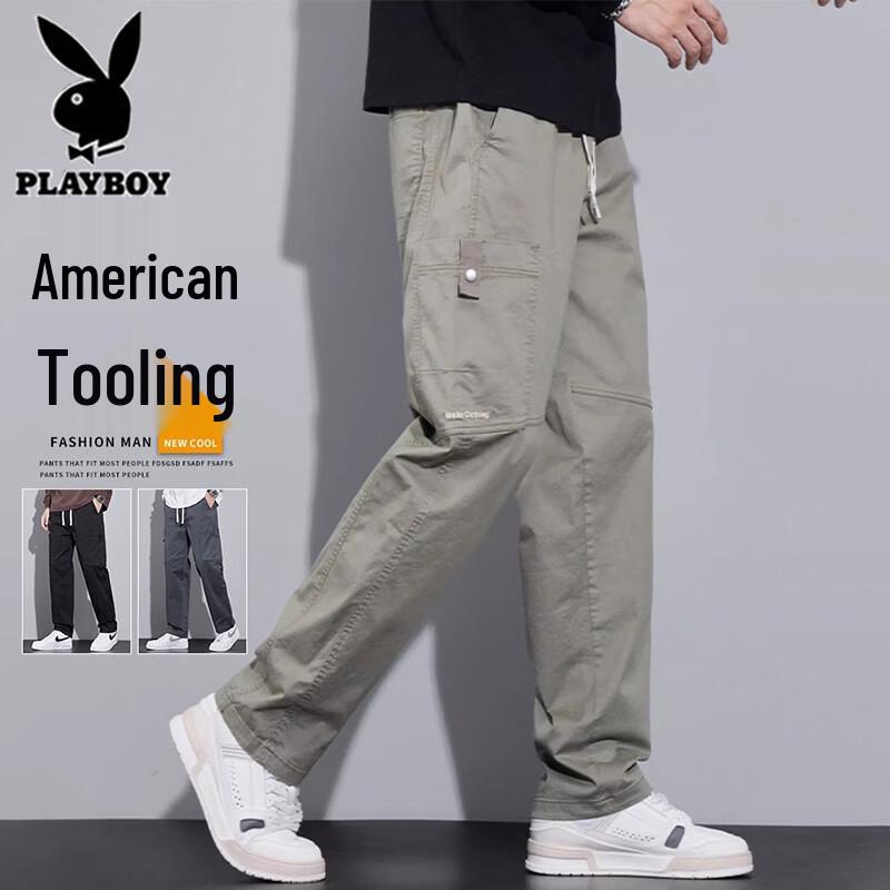 PLAYBOY Men's Loose Straight Workwear Casual Pants