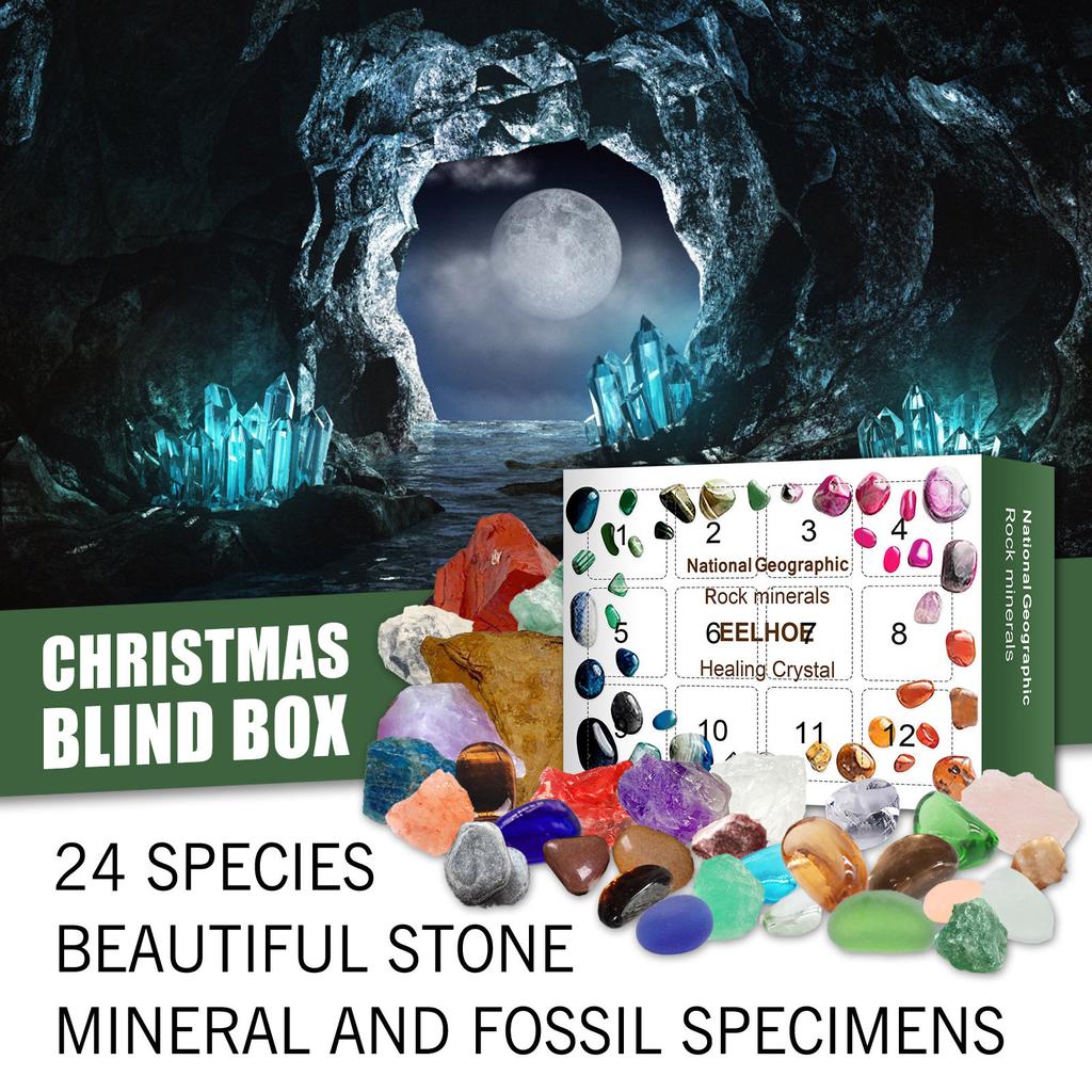 2021 Advent Calendar - 12 Pcs  Size Natural Crystal Agate Stone Rocks, Minerals & Fossils Advent Calendar