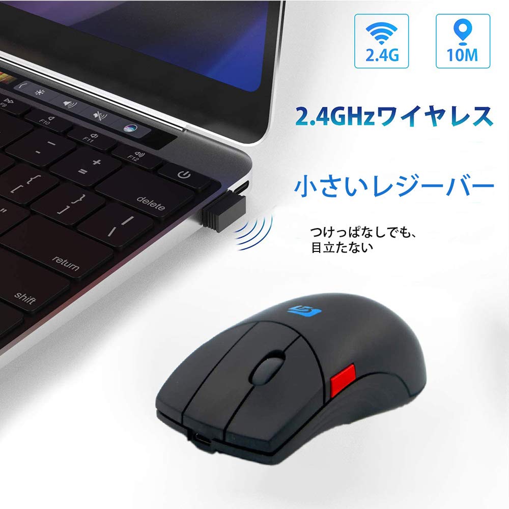 Wireless Mouse, 5 Buttons, Compact, USB Rechargeable, Quiet, 2.4GHz, 80012001600 DPI, High Precision, Portable, Macro-Definable Buttons, Ideal for 3D