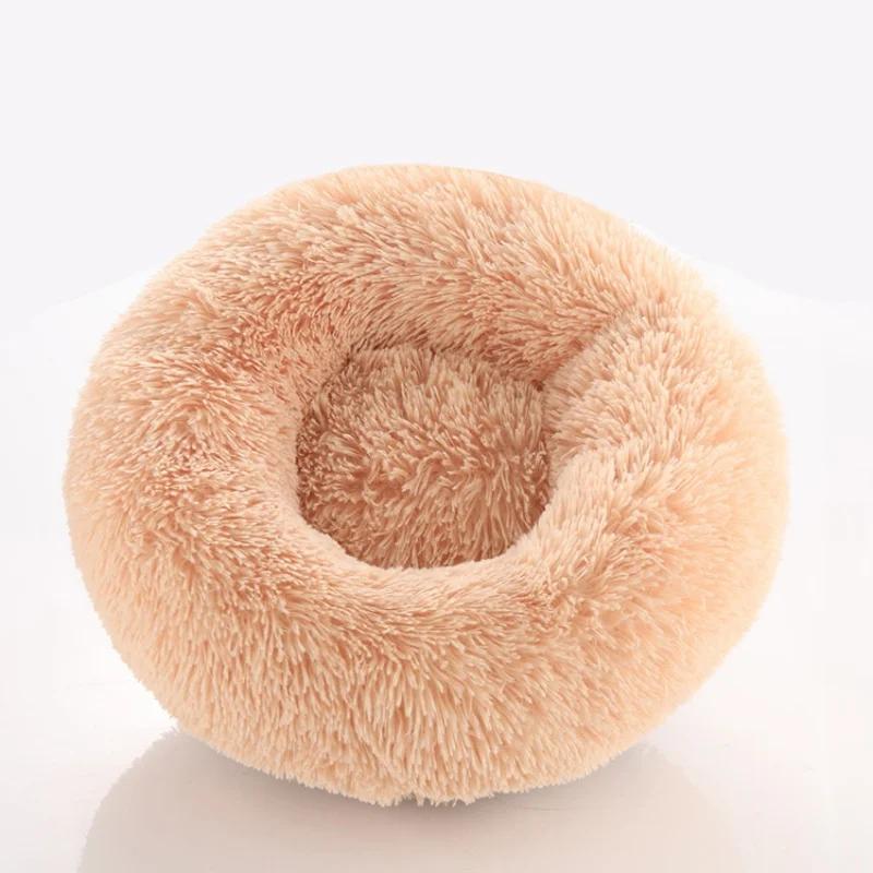 40-100cm Round Cat Bed Pet Bed Kennel Non-Slip Winter Warm Dog Kennel Sleeping Long Plush Soft Puppy Cushion Mat Cat Supplies
