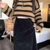 Women's Elastic Waist Imitation Mink Fur Plush A-Line Midi Skirt for Autumn and Winter