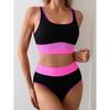 2026 New Summer Swimwear Bikinis Set Sexy High Waist Block Color Bikini 2 Piece Set Women Split Swimsuit Beach Bikinis