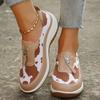 Women's Leopard Print Wedge Sneakers Fashion Front Zipper Platform Vulcanized Shoes Woman Plus Size Casual Comfort Sports Shoes