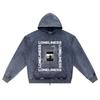 DTG print Knitted Denim Zip-Up Hoodie Loneliness Brother Print Zipper Hoodies  