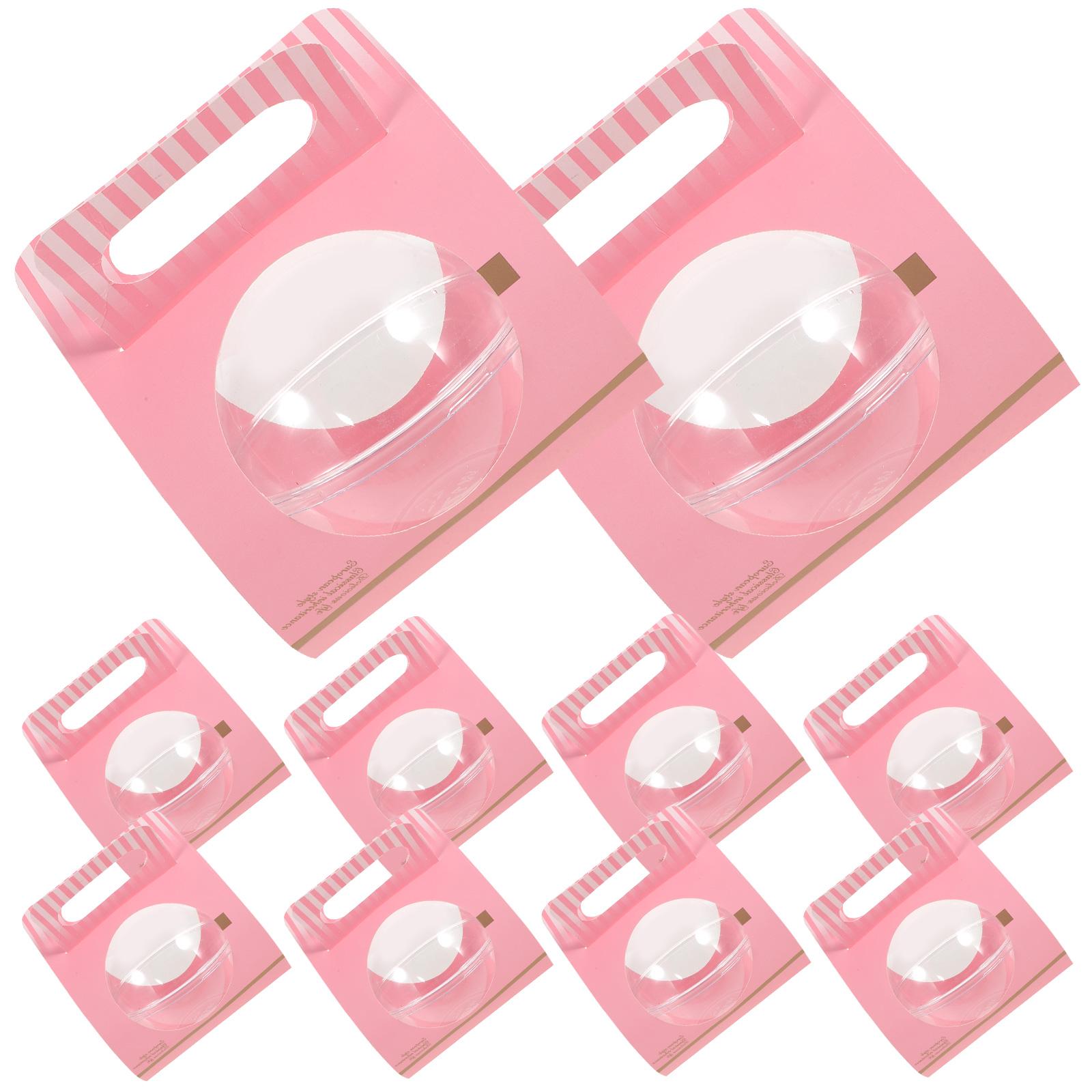 10Pcs Pink Ball Shape Transparent Cake Container Lightweight Portable Mousse Box for Cake Cookie Bread Storage
