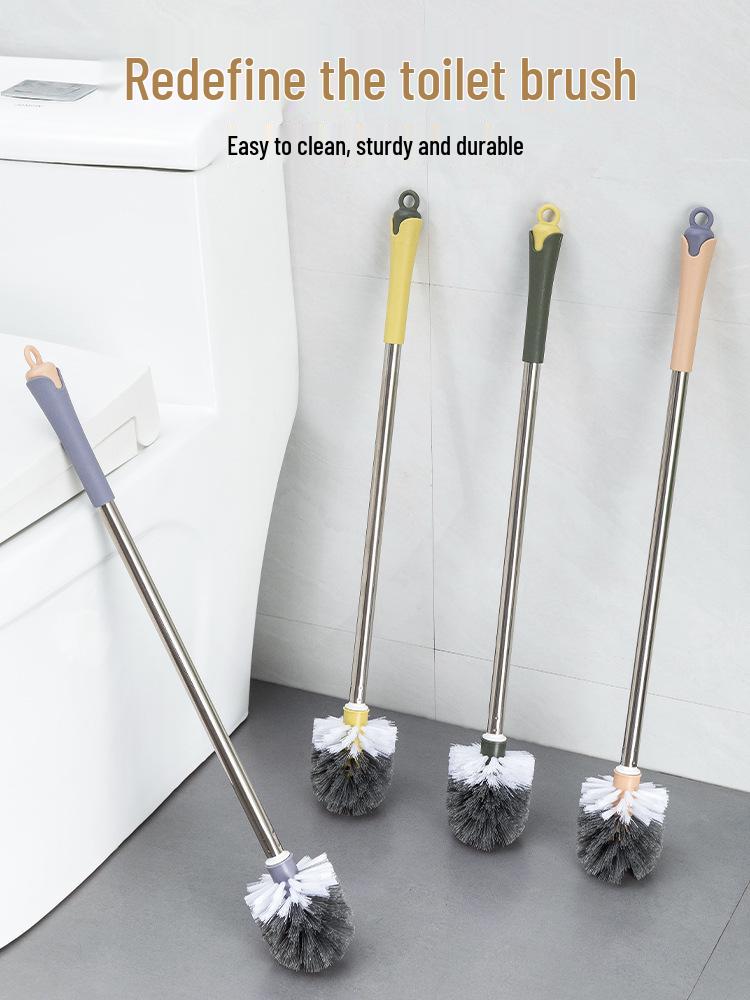 

Stainless Steel Long Handle Squat Toilet Brush with Hanging Design for No Dead Corner Cleaning. Round Green