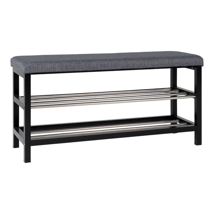 Grey 2-tier Bench with Black Legs 100 X 34 X 50 Cm