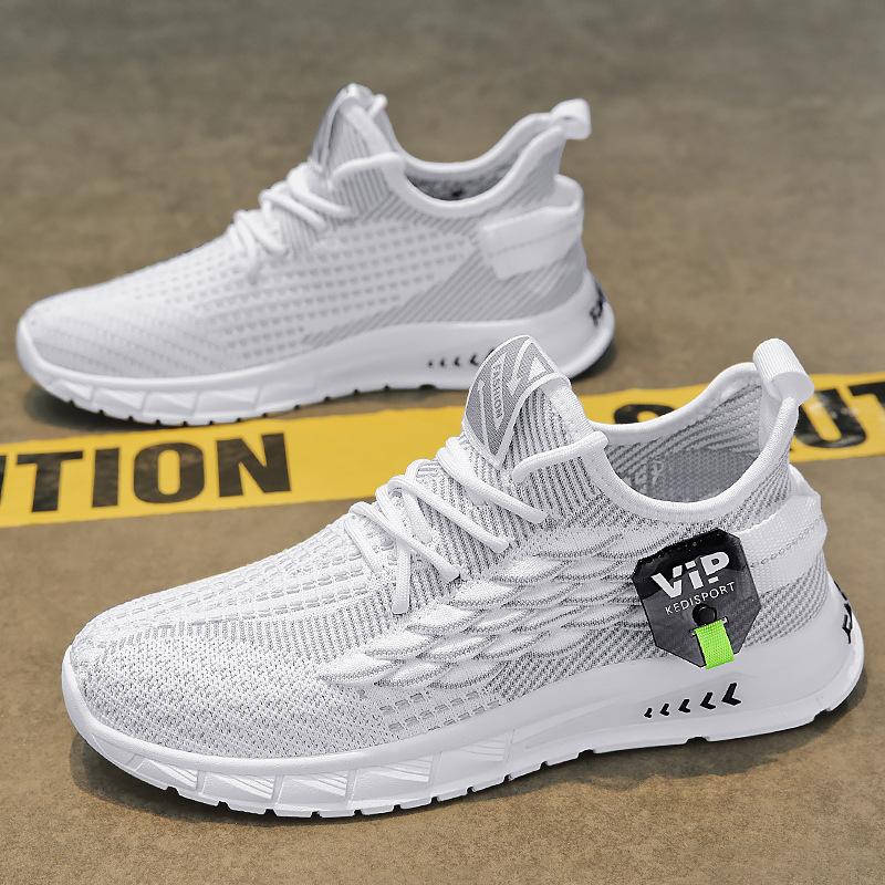 Men's shoes autumn new breathable fly-woven fish scale pattern casual shoes fashionable, light and wear-resistant versatile coconut shoes