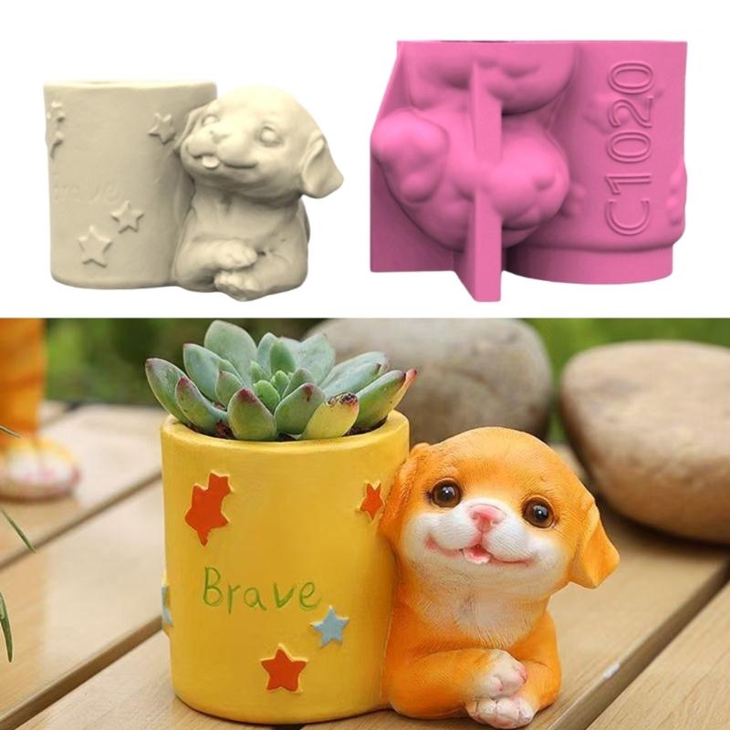 Multipurpose Dog Vase Silicone Mould Versatile Resin Cast Set for Home and Office Decoration and Jewelry Storage