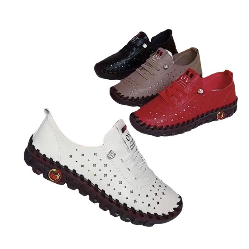 Spring and summer new soft bottom breathable retro hollow hole muffin bottom large size women's shoes single shoes mother shoes