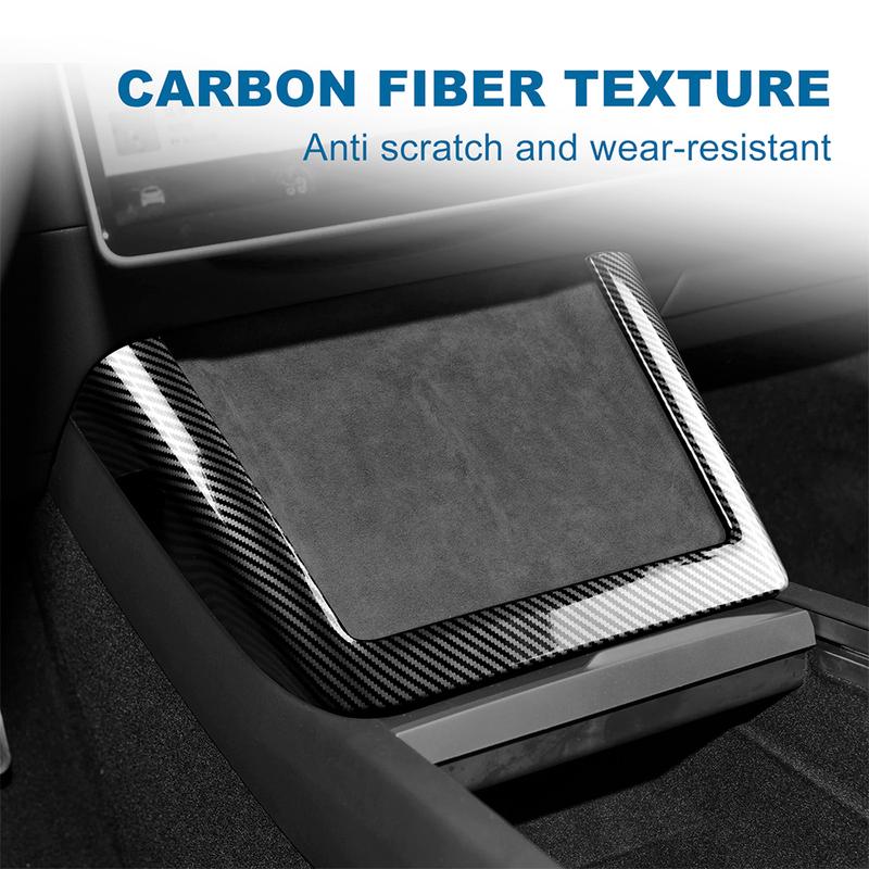 ABS Carbon Fiber Wireless Charging Frame Trim Cover For Tesla Model 3 Highland 2024 Model Y Juniper 2025 2026 2027 Accessories