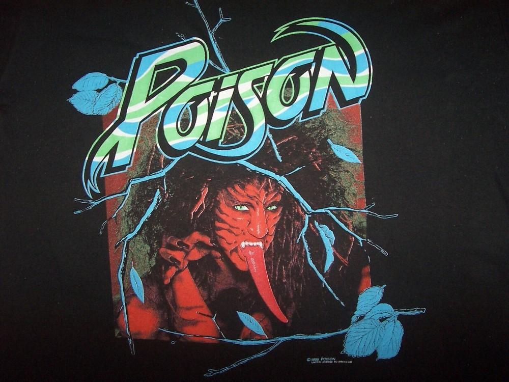 Vintage 80s Poison T-shirt Black Cotton Tee All Sizes S-5XL BO1407