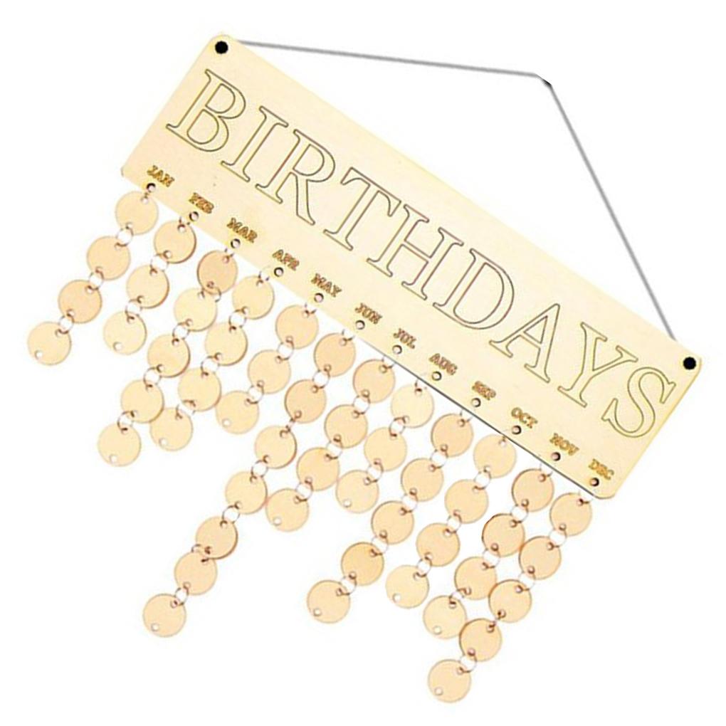 Calendar Plaque Wooden DIY Craft Reminder Board Decoration Hanging Birthday Calender