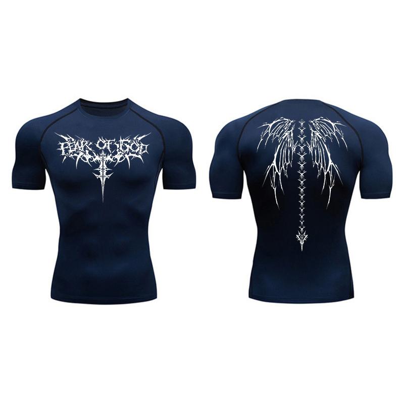 Graphic Compression Shirts for Men Short Sleeve Rash Guard Gym Workout Tshirt Tees Athletic Quick Dry Baselayer Undershirts Tops