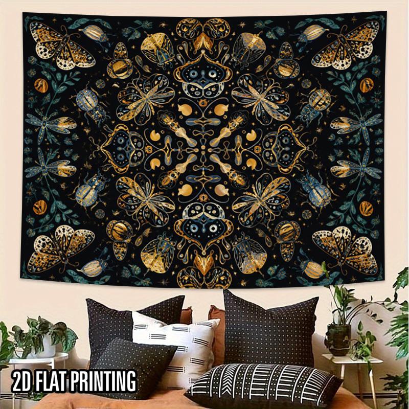 2D Flat, 1pc Horizontal Butterfly & Insect Tapestry Wall Hanging - Symmetrical Suitable for Weddings, Couple Gifts, Decor, 100% Polyester Indoor/Outdo