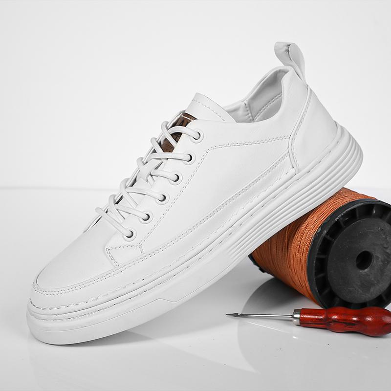 Mens Casual Shoes Fashion Breathable White Shoes High Quality Leather Skate Shoes Luxury Brand Lace Up Handmade Designer Shoes