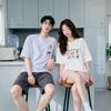 Antibacterial Cotton Cartoon Pajamas: Casual Summer Short Sleeve Set for Couples