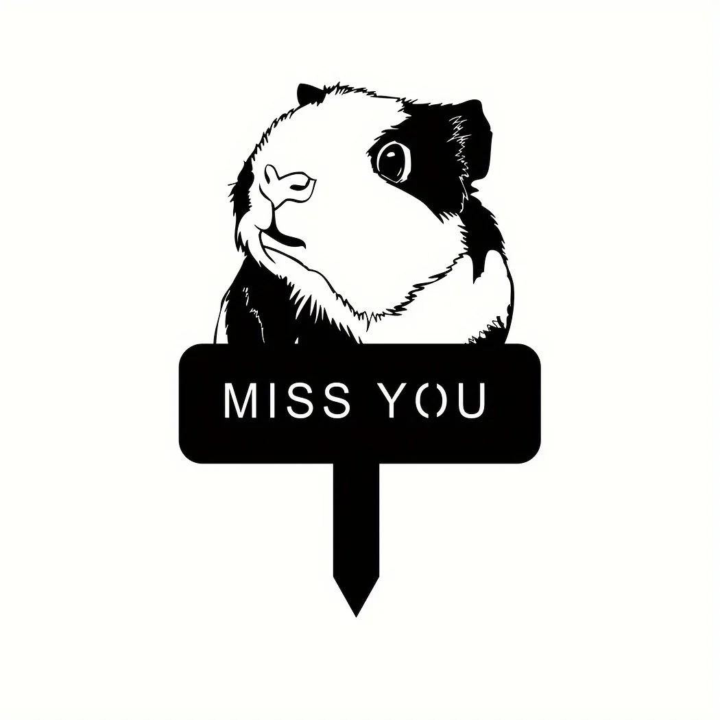 

1 шт. металлический памятный маркер для садового столба в виде морской свинки, элегантный столб для двора в виде хомяка и морской свинки, идеальное украшение для памятного знака для питомца чёрный