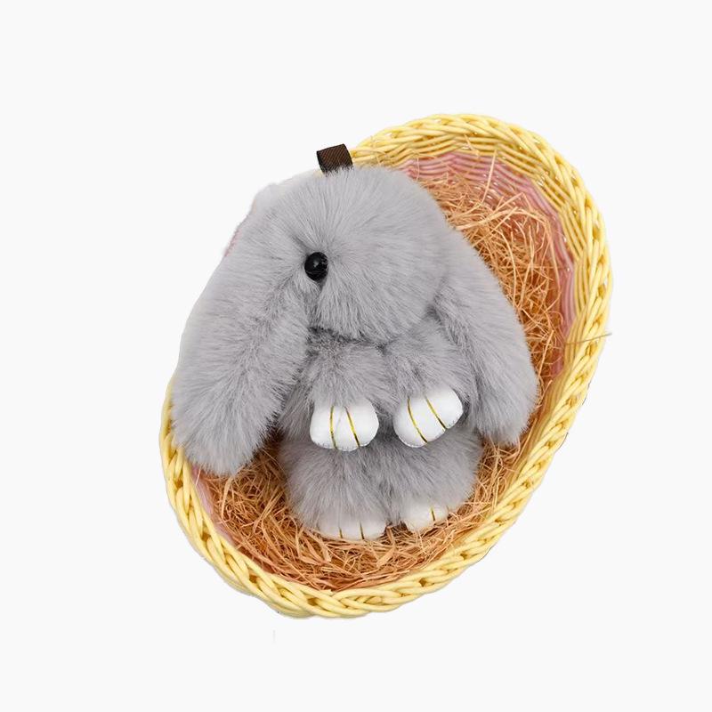 Portachiavi in Peluche Pelliccia Sintetica di Coniglio: Simpatico Ornamento Coniglio per Telefoni Cellulari e Chiavi dell'Auto
