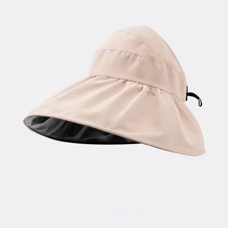 Summer Empty Top Wide Brim Sun Hat For Women Anti Uv Sunscreen Bucket Hat Female Sun Protection Outdoor Beach Cap