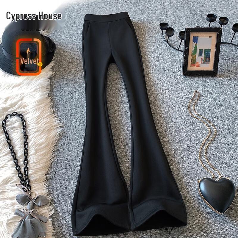 

Sibaishe Women s Fleece-Lined High-Waist Slim Flare Pants M