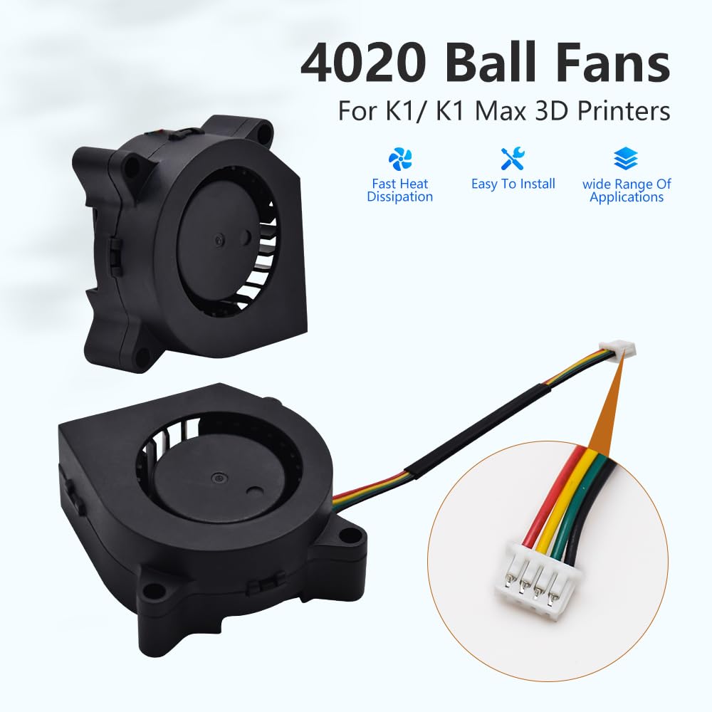 Creality K1/K1C/K1 Max Extruder Fan Kit 3010 Axial Fan and 4020 Blower Fan DC24V Cooling Hotend Fan High Airflow 3D Printer Part