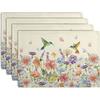 Spring and Summer Watercolor Flowers Hummingbirds and Butterflies Festival Placemats Suitable for Wedding Anniversary Gifts