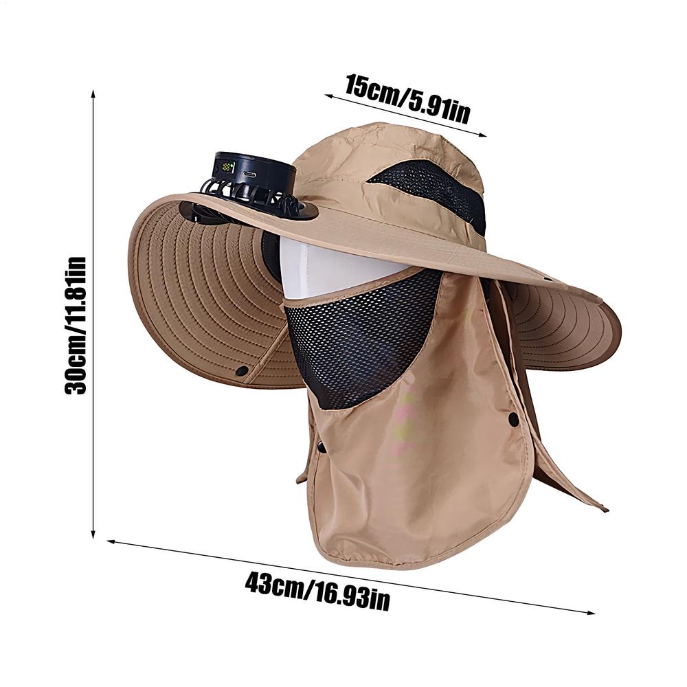Fisherman Hat USB Wide Brim Sun Hat With Solar Powered Fans Breathable Anti-UV Waterproof Headwear For Beach Outdoor fishing