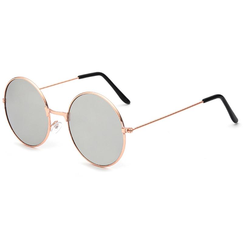 FOENIXSONG Round Pilots Sunglasses Vintage Silver Gold Black Frame Unisex Retro Sun Glasses for Men Women