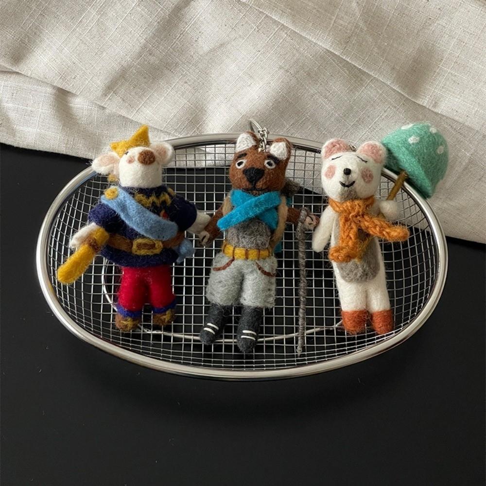 Mouse King Nepal Felt Keyring Mushroom Umbrella Fairy Tale Style Keychain Car Key Pendant