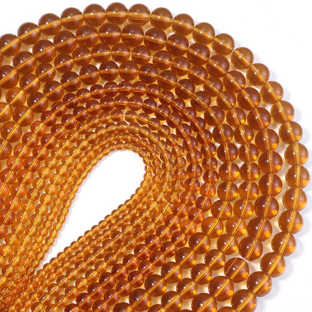 1 Strand 4/6/8/10/12mm Glass Beads Amber Color Round Loose Spacer Beads For Jewelry Making DIY Necklace Bracelets Accessories