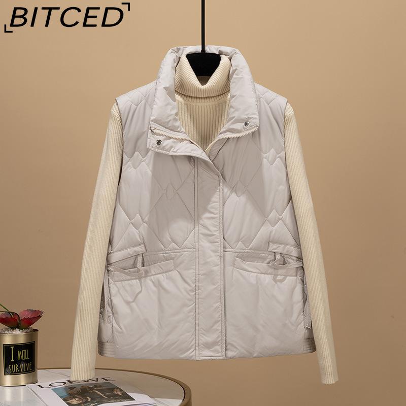 

BITCED Autumn/Winter Women s Short-Sleeved Fashion Cotton Waistcoat Loose-Fitting, Thickened Waistcoat M белый