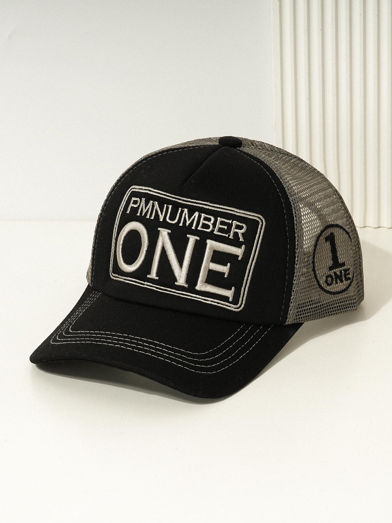 

Унисекс бейсболка в европейско-американском стиле с вышивкой ONE - Дышащий козырек-утка для велоспорта и фестивалей Medium (56-58cm) серый/чёрный